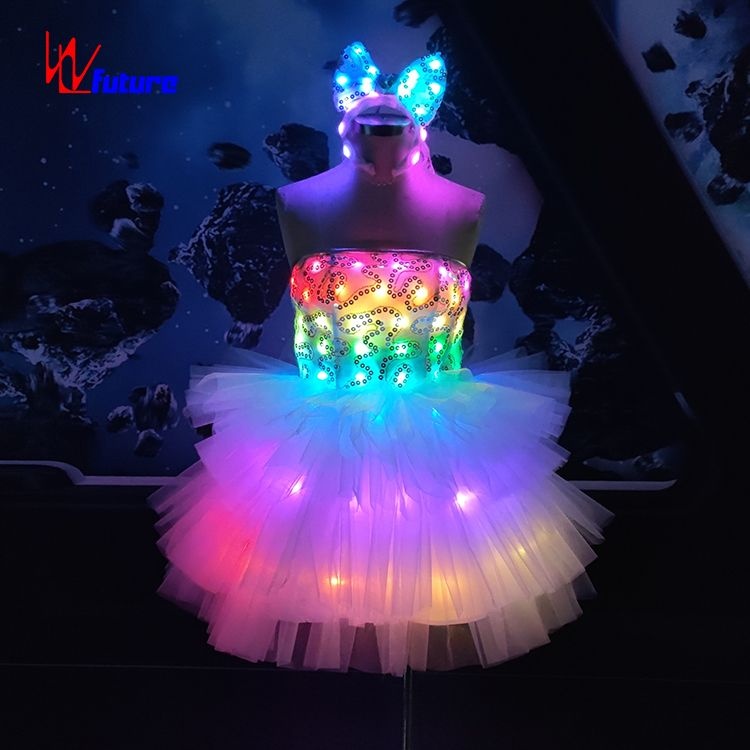 A luminous skirt with a bow headdress