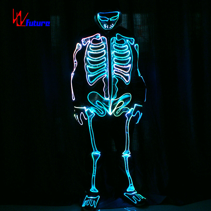 Future creative fiber optic LED Skull fluorescent dance costum