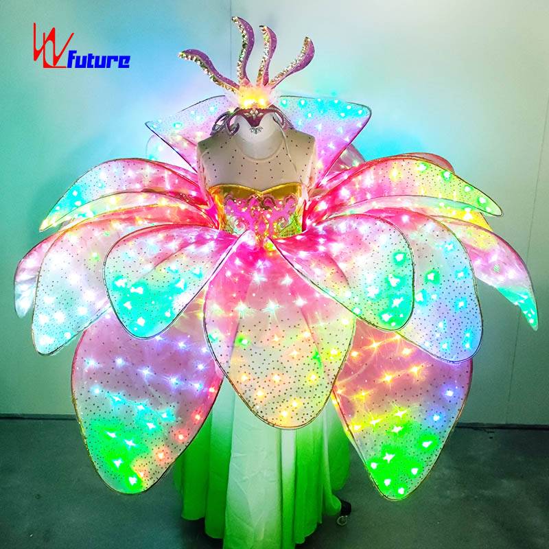 LED dazzling opening petal dance dress