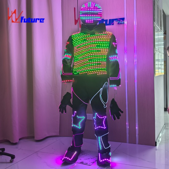 时尚led光纤发光舞台表演战士头盔套装