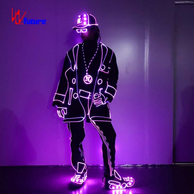 Fiber-optic hip-hop electroluminescent suit suit man