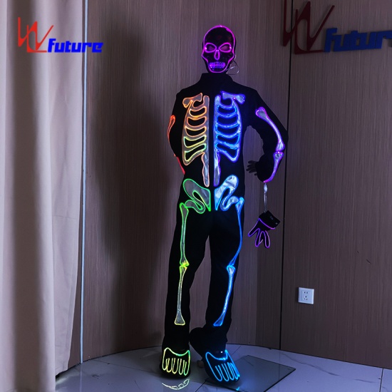 Fiber optic glowing skeleton dance costume