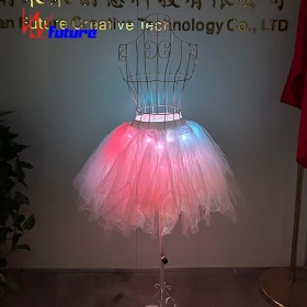 LED luminous dream white gauze pongee skirt