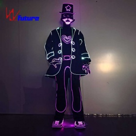 Fiber optic Talent show bearded gentleman dress light up performance costume