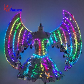 LED light emitting laser breast top wing dress