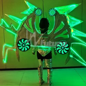 LED-lit mech aircraft wings