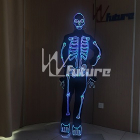 Fiber optic glowing bone frame suit